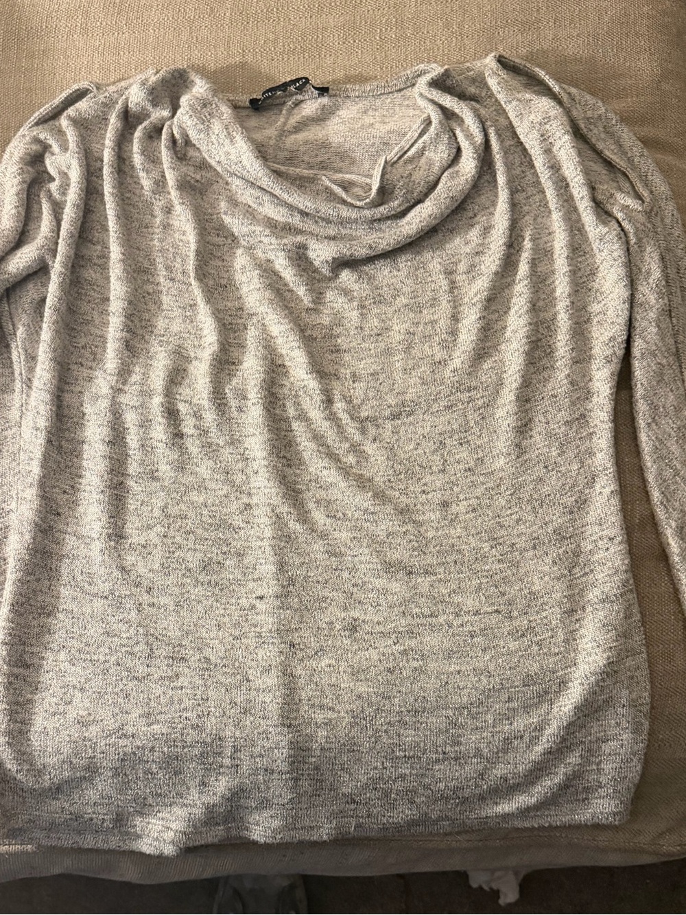 Light Gray Cowl Neck Women's Shoulder Out Sweater